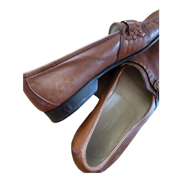 Johnston & Murphy Mens Leather Dress Shoes Loafers Slip On Size Brown Size 10.5M